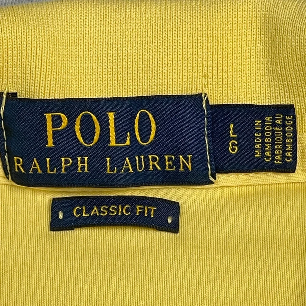 Polo Ralph Lauren Shirt Mens L Yellow Classic Fit Short Sleeve Interlock Polo